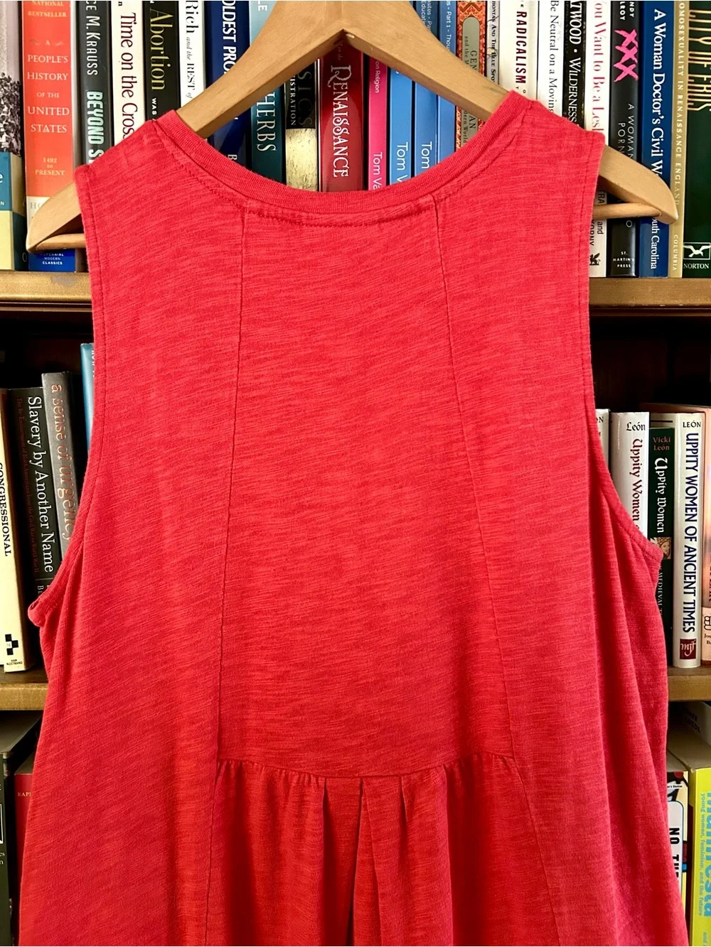 J Jill Coral Red Sleeveless POCKETS Swing A-line Tank Dress, size L - Picture 8 of 10